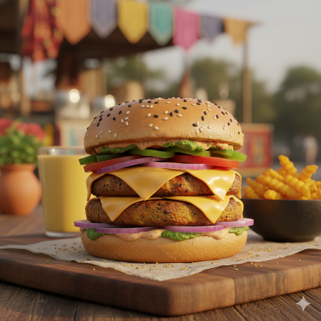 DOUBLE VEG CHEESE BURGER